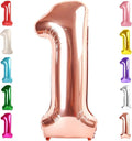 Number Balloons 1, 40 Inch One Balloons for 1st Birthday Girl Boy 1 11 21 Party Decorations Baby Shower Photo Shoot, Rose Gold 1 Balloon