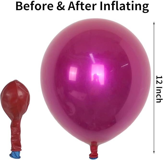 Metallic Fuchsia Balloons 12 Inch, Double Stuffed Chrome Fuchsia Pink Balloons, Shiny Thick Chrome Metallic Magenta Latex Helium Balloon for Women Girls Birthday Wedding Party Decoration Supplies