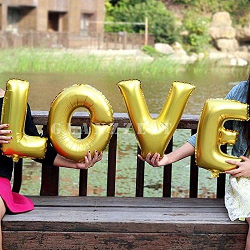 Glanzzeit 16 Inch Gold Balloons Decor Letters A to Z Numbers 0 to 9 for Wedding Prom Birthday Party (Letter V)