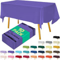 Disposable Purple Plastic Tablecloth 54x108 Inch, 10-Count Waterproof Rectangle Table Cover for Events, Catering