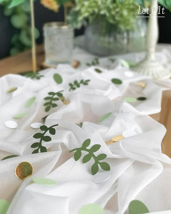 210 Pcs Baby Shower Confetti Greenery Glitter Table Decorations Eucalyptus Golden Scatter Country Nature-Theme Party St.Patrick's Day Wedding Christmas Supplies