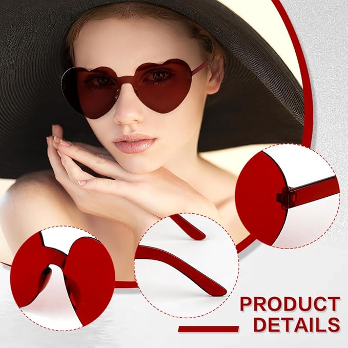 Heart Sunglasses 2 Pairs Heart Shaped Sunglasses Womens Heart Glasses Rave Sunglasses for Women Party Favors