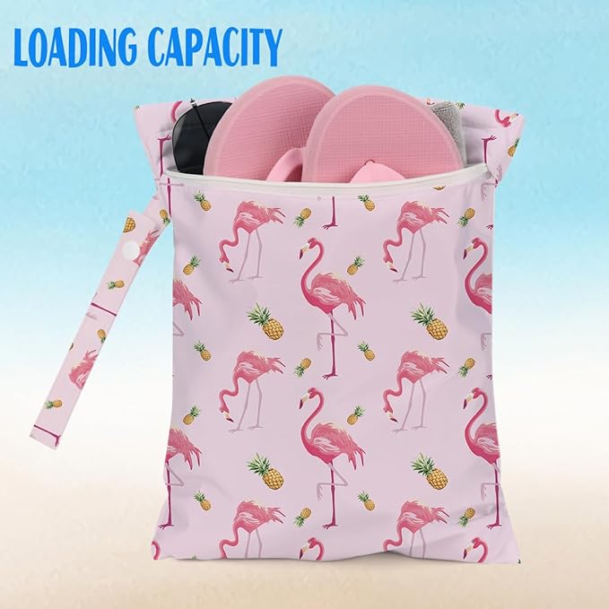 Beach Essentials, Wet Bag for Swimsuit Dirty Clothes Yoga Gym Diaper, Wet Dry Bag, Beach Vacation Essential for Travel Poor Bathing Summer Flamingo Gifts