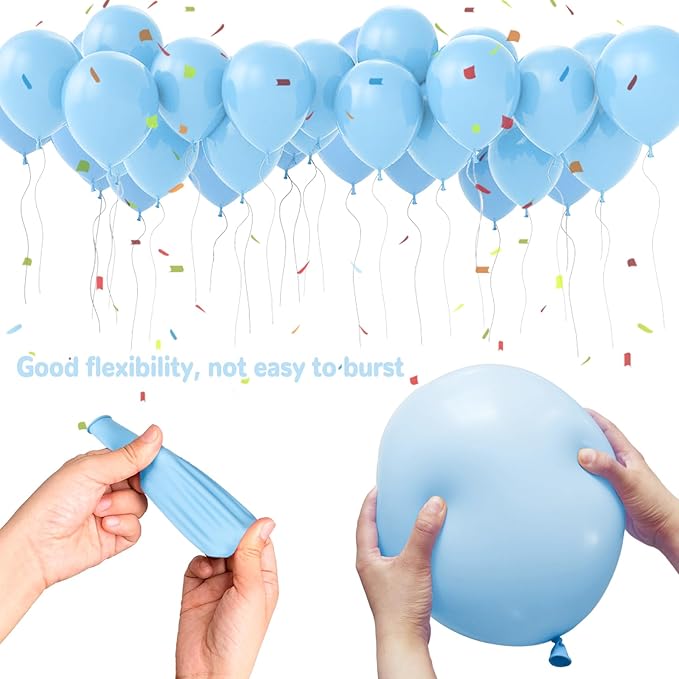 Pastel Blue Latex Balloons 100 Pack 12 inch Light Blue Party Balloons Round Helium Baby Blue Balloons for Baby Shower Boys Birthday Gender Reveal Party Decoration