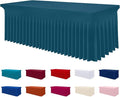 Smiry Spandex Tablecloth, Elastic Fitted Stretch Tablecloth for 8FT Rectangle Tables, Waterproof Washable Table Cover Skirt for Outdoor, Wedding, Banquet & Parties (Peacock Blue, 96Lx30Wx30H Inch)
