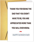 UUEFKTN Cute Stepdad Father's Day Card, Funny Fathers Day Card for Stepdad from Stepdaughter Stepson, Humorous Fathers Day Thank You Cards for Bonus Dad