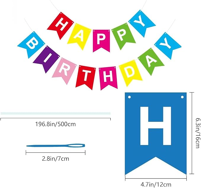 Happy Birthday Banner Birthday Sign for Backdrop Happy Birthday Decorations (Multicolor)