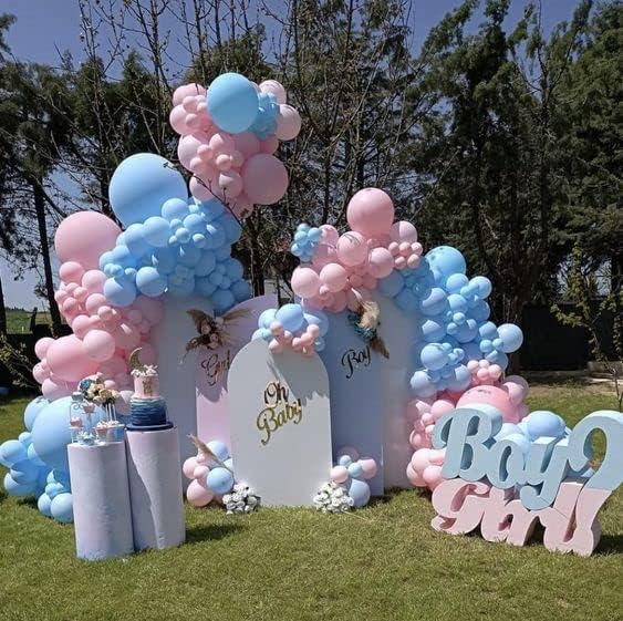 Gender Reveal Balloon Garland kits,142Pcs Pink Blue Metallic Gold Latex Balloons for Birthday Party Celebration Wedding Gender Reveal He or She (Pink Blue Gold)