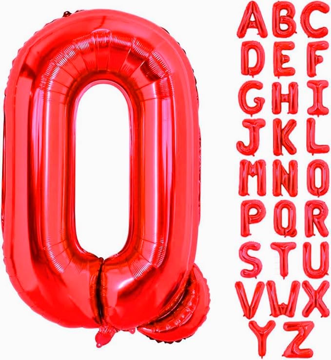 40 Inch Large Red Letter Q Balloons Alphabet Q Letter Balloons Foil Mylar Big Letter Balloons for Birthday Party Anniversary New Year Graduation Wedding Decorations