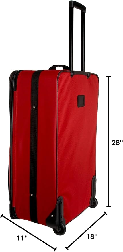 Rockland Journey Softside Upright Luggage Set,Expandable, Red, 4-Piece (14/19/24/28)