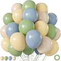Sage Green Dusty Blue Yellow Balloons, 60Pcs 12 Inch Olive Green Dusty Blue Macaron Yellow Nude Balloons for Birthday Wedding Baby Shower Gender Reveal Wild One Party Deocrations