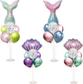 Mermaid Table Decoration Balloon Holder Kit 4 Sets with 2 Shell Foil Balloons and 2 Mermaid Tail Foil Balloons 24 Latex Balloons for MermaidBalloon Centerpiece Stand Birthday Party Decorations