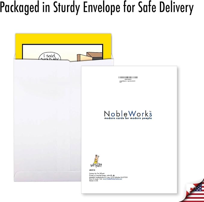 NobleWorks -1 Funny Birthday Card Inappropriate (8.5 x 11 Inch) - Humor Cartoon Bday Notecard with Envelope - Hold My Calls J8313
