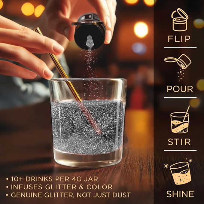 Brew Glitter Edible Glitter for Drinks, Cocktails, Beer, Garnish & Beverages (Black, 4 Grams)
