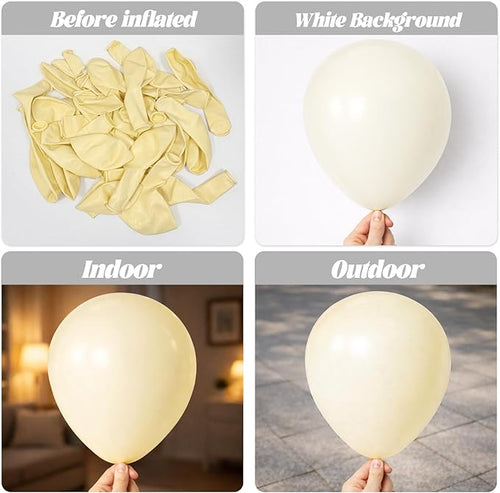 105pcs Ivory Balloons 12inch Party Latex Balloons for Boys Girls Birthday Baby Shower Gender Reveal Wedding Sunflower Party Decorations
