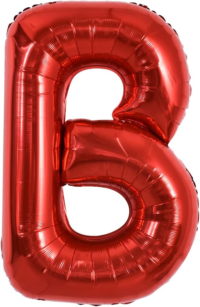 TONIFUL 40 Inch Large Bright Red Letter Balloons A-Z, Giant Jumbo Helium Foil Mylar Big Letter B Balloons for Birthday Party Anniversary Wedding Decorations