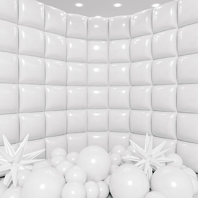 50pcs White Square Foil Balloons Wall Backdrop with 79pcs White Balloon Garland Arch Kit, Double Sided Balloon Tunnel for Birthday Anniversary Wedding Engagement Baby Shower Prom Decorations