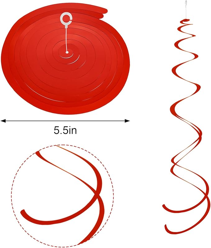 Colorful Ceiling Swirl Foil Decorations Hanging Plastic Streamer Themed Swirl Party for Christmas Graduation Celebration, Pack of 28 (Red and Sliver)