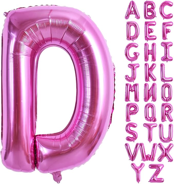 TONIFUL 40 Inch Large Rose Red Letter D Balloons - Giant Hot Pink Alphabet Letter Balloons for Birthday Party Anniversary Supplies Decorations