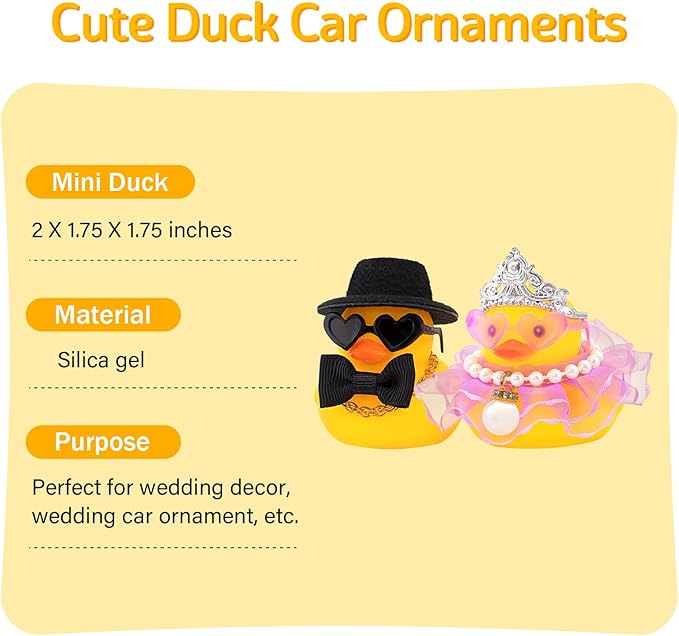 wonuu Pair Set of 2 Bride and Groom Rubber Ducks for Wedding Favors, Party Favors, Ceremony Gift Set, Marriage Souvenir, Marry Blessings, Aniversary Present, Purple Dress&Soft Top Hat