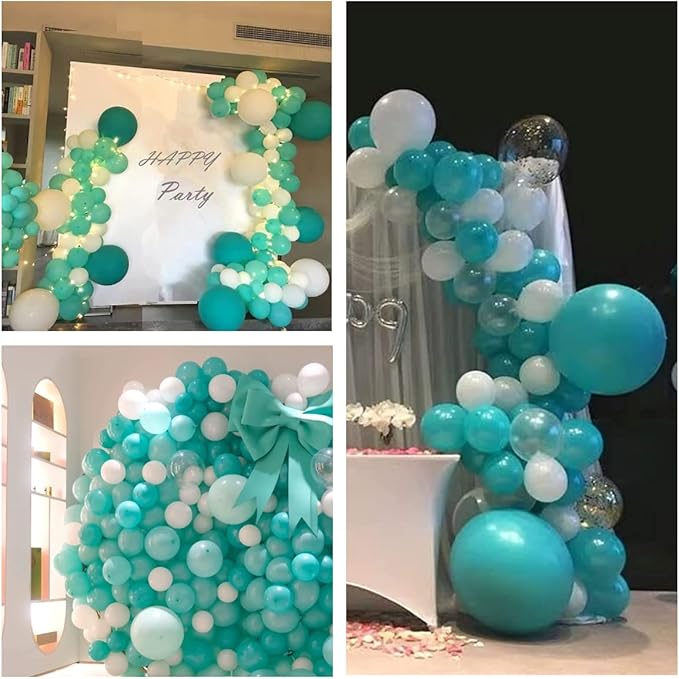 Pastel Teal Blue Balloons Garland Kit 92pcs Mint Blue Latex Balloon 5/10/12/18inch Helium Balloons for Birthday Party Decorations Baby Shower Wedding