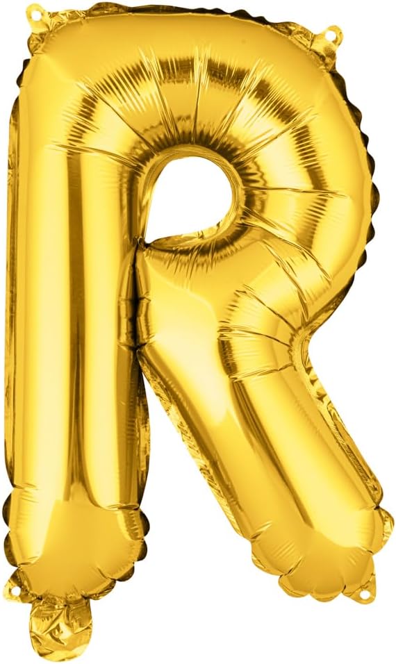 Restaurantware-Balloonify 16 Inch Letter Balloon, 1 Alphabet Party Balloon - Letter R, Self-Sealing, Gold Foil Mylar Finish, Hanging Loop, Decoration For Birthday, Wedding, Or Graduation