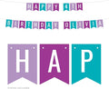 Andaz Press Personalized Hanging Pennant Banner Party Decorations, Lavender, Purple, Aqua, Happy 4th Birthday Olivia, 1-Pack, Approx. 5-Feet, Custom Name and Number, Mermaid Theme