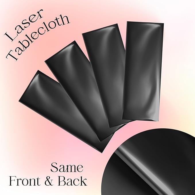 2 pcs Black Tablecloth Plastic -Stunning Metallic Matte Finish, 40" x 108" Halloween Table Cloth, for Halloween Graduation Space Scorpio Birthday Party Anniversary Event Decorations