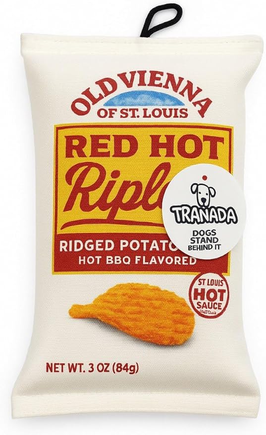 Red Hot Riplets Dog Toy, Plush Squeaky Chip Bag for Dogs, Durable Funny Pet Toy, Novelty St. Louis Gift for Dog Lovers, Limited Edition Collectible