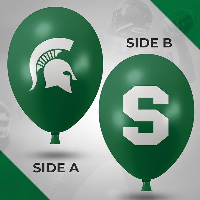 Michigan State Spartans Balloons 10 Pack 11" Official Licensed Logos, Helium Quality Latex Balloons, Perfect for College Football Team Celebration, Decorated Front and Back by Westrick