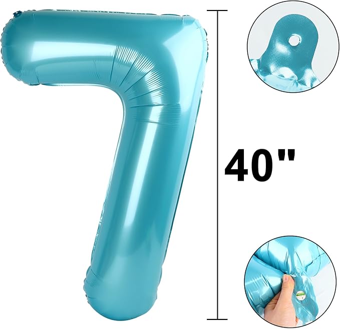 40 Inch Number Blue 7 Balloon,Large Dark Blue Foil Number Balloons 7 17 27 70 for Boys Girls Men Women Digit 7 Balloons Birthday Anniversary Events Party Decorations Supplies