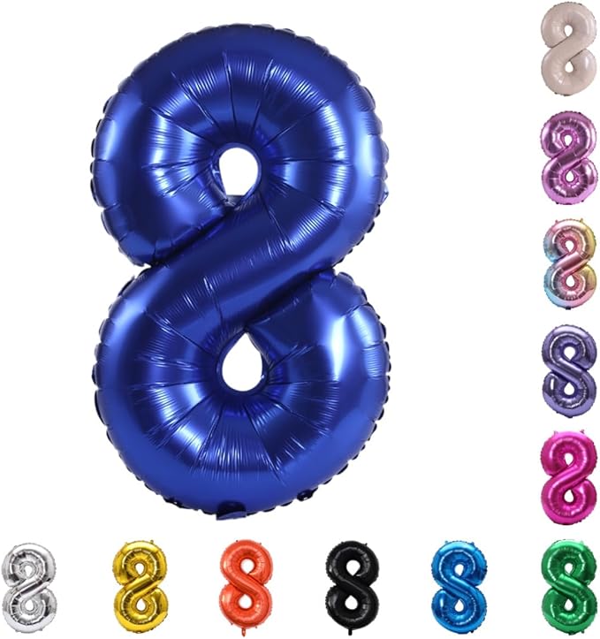 YPSelected 32 Inch Large Foil Helium Number Balloon Birthday Wedding Party 0-9 (Navy Blue, 8)