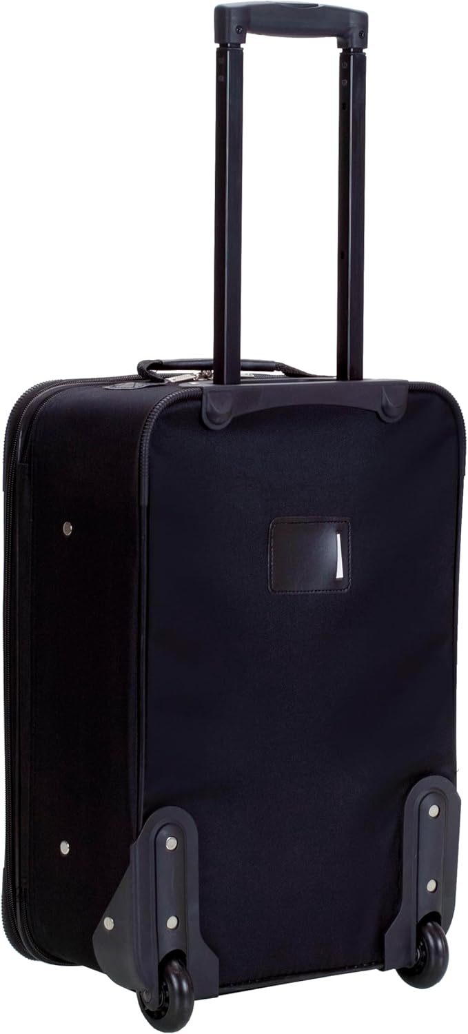 Rockland Fashion Softside 2 Piece Luggage Set, Expandable, (14" Tote/19" Upright), Black Gray