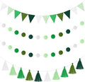 Irenare 9.8ft Pom Pom Garland Felt Rainbow Garland Graduation Party Decoration Colorful Pennant Tassel Banner Birthday Baby Shower Triangle Banner for Classroom School Mantel Fireplace(Gradient Green)