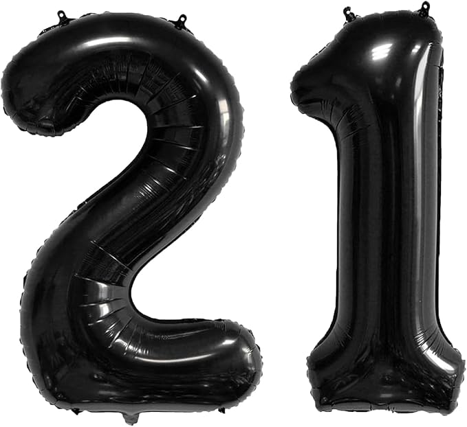 40 Inch Number Balloons 12/21 Black Big Giant Jumbo Number Foil Mylar Balloons for 12th/21th Birthday Party Supplies Anniversary Events Decorations(black-12/21)