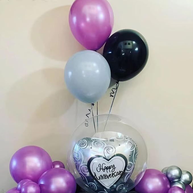 Purple and Black Balloon Garland Arch Kit, Black and Purple Balloon Garland Kit, 100 Pcs Latex Balloons Different Sizes 18/12/10/5 inch for Graduation Wednesday Themed Party Decorations