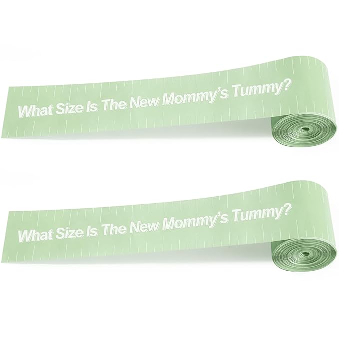 Sratte 2 Rolls 2 Inch x 150 Feet Baby Shower Measuring Tape Tummy Measure Belly Game Paper Belly Measuring Tape for Baby Shower Party Decorations Supplies(Green)