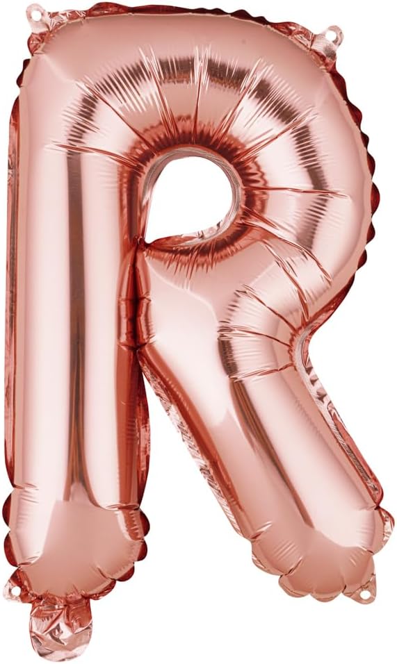 Restaurantware-Balloonify 16 Inch Letter Balloon, 1 Alphabet Party Balloon - Letter R, Self-Sealing, Rose Gold Foil Mylar Finish, Hanging Loop, Decoration For Birthday, Wedding, Or Graduation
