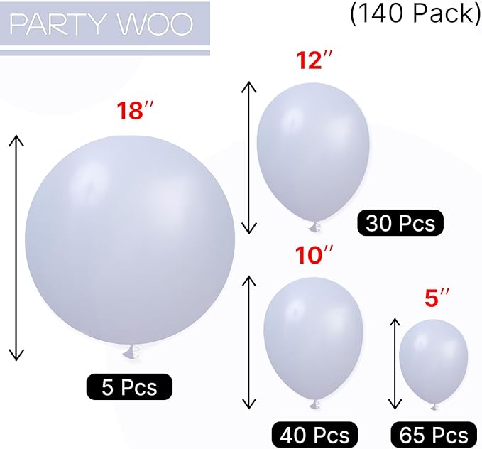 PartyWoo Dusty Blue Balloons 140pcs Different Sizes Pack of 18 12 10 5 Inch Slate Blue Boho Neutral Balloon Arch Kit for Baby Shower Graduation Cat Tornado Birthday Party Decorations Blue-F51
