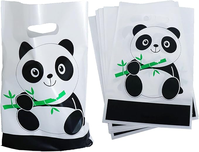 YYaaloa 30pcs Goodie Bags Party Favor Bags Plastic Candy Gift Bags Bulk for Birthday Baby shower Return Gift (Panda 30pcs)