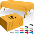Smiry Disposable Table Cloth - 10 Pack, 54 x 108 Inch Waterproof Rectangle Tablecloths for Parties, Decorative Plastic Table Cover, Leakproof & Sturdy, Mustard Yellow