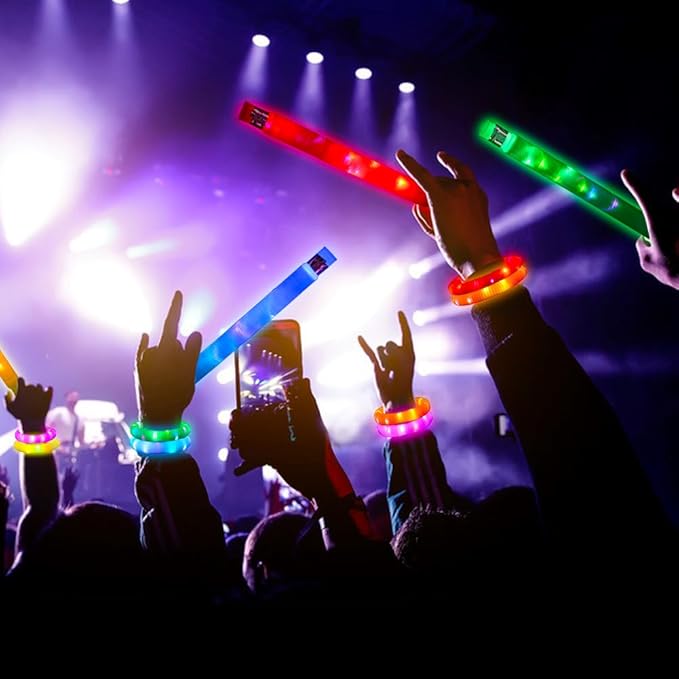 24 Pcs Glow Sticks Toys for Kids, LED Light Up Pop Tubes/Bracelet Party Favors for Kids,Glow in The Dark Party Supplies, Birthday Gifts Xmas Stocking Goodie Bags Stuffers Boys Girls