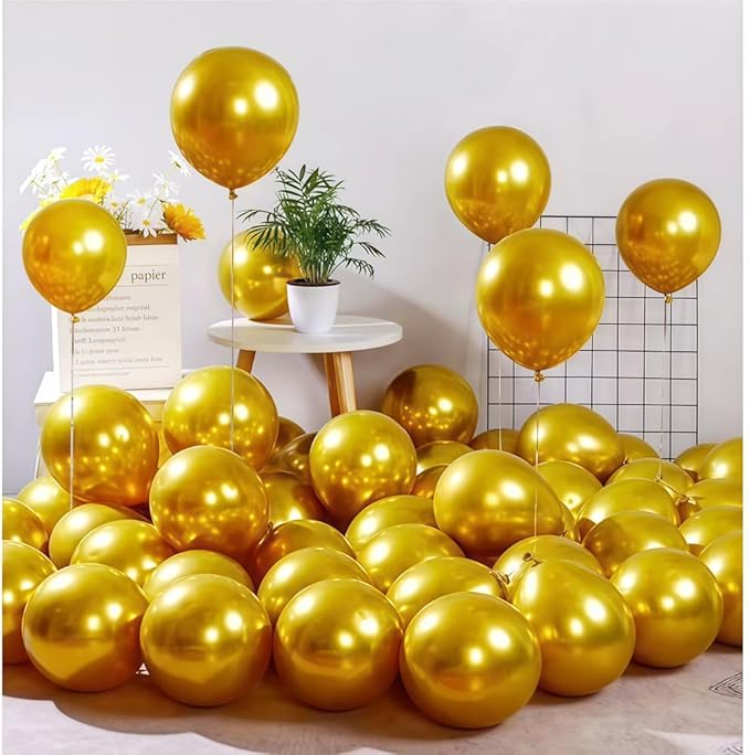 400 Pcs Gold Balloons 12 Inch Metallic Chrome Shiny Bulk Latex Balloon for Birthdays Weddings Party Decorations