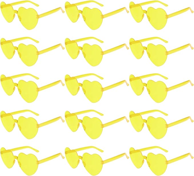 PLULON Heart Sunglasses for Women 5/12/25 Pcs, Heart Glasses Valentine Day Rimless Shaped Candy Color Fun Glasses Party Favor