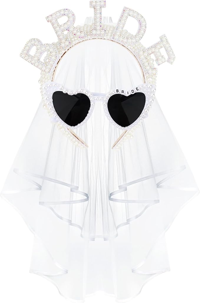 Jaciya Pearl Bride Headband with Veil