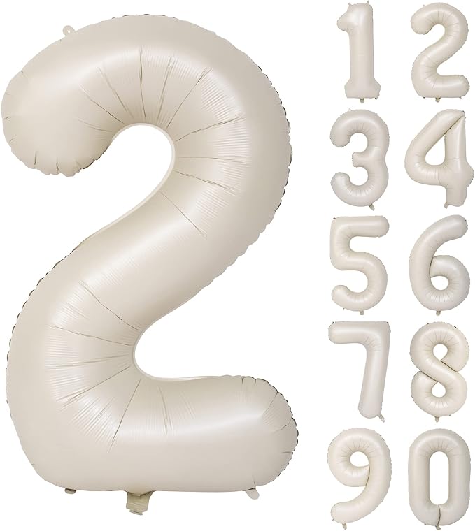 40 In Cream white Number Balloons Helium Foil Mylar Balloon Birthday Party banquet Decoration Digital 2