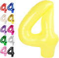 40 Inch Yellow Large Number 4 Balloons, Giant Foil Number Four 14 24 34 40 44 Balloons, Yellow Mylar Big Balloon for Anniversary Graduation Decorations