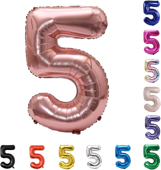 YPSelected 32 Inch Large Foil Helium Number Balloon Birthday Wedding Party 0-9 (Rose Gold, 5)