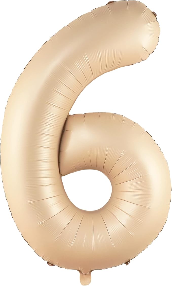 KatchOn, Giant Caramel Number 6 Balloon - 40 Inch | 6th Birthday Balloon for 6th Birthday Decorations | 6 Balloons for Birthday | Six Number | 6 Year Old Balloons for 6 Year Decorations