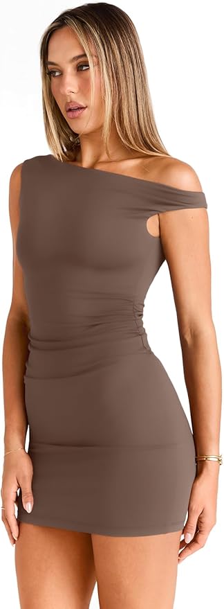Trendy Queen Womens Mini Summer Dresses 2026 Going Out Off The Shoulder Bodycon Sexy Party Club Spring Fashion Outfits